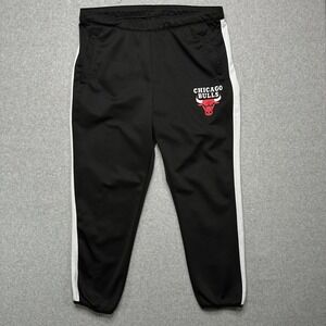Chicago Bulls NBA Track Pants Mens X Large Black White Stripe Joggers‎